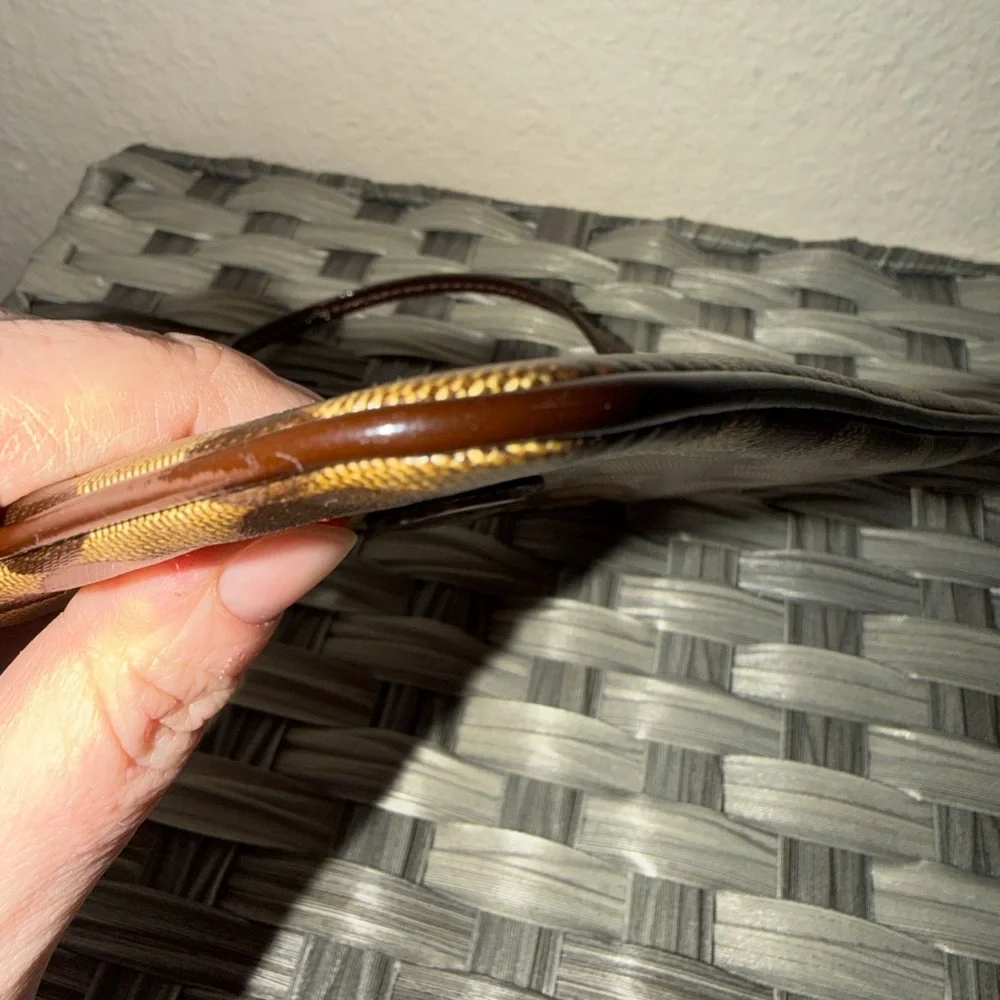 Coach Signature C Jacquard Wristlet Clutch Brown Tan Leather Trim - Picture 6 of 14